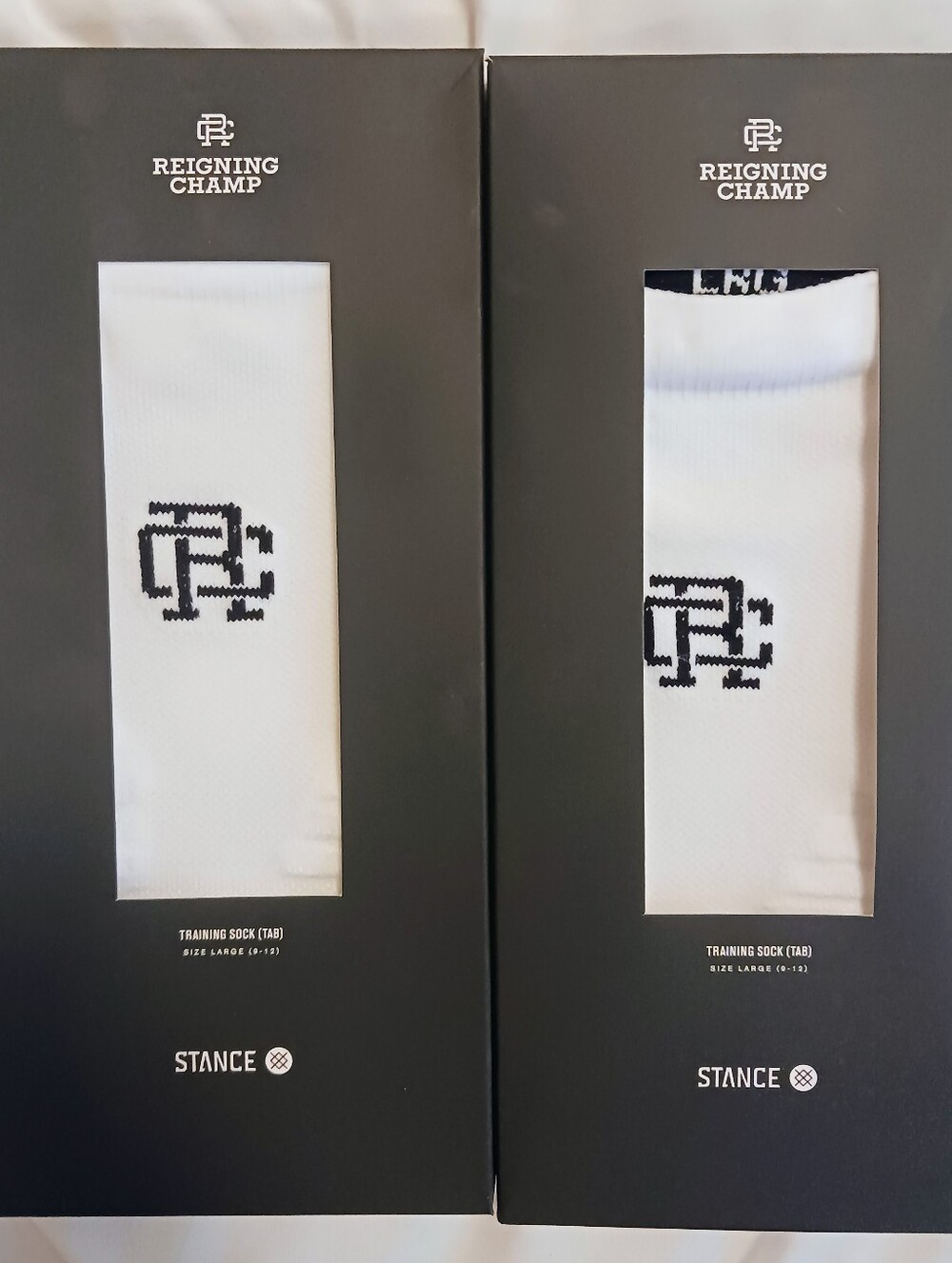 Stance x Reigning Champ White Athletic Training Socks w Black Logo - Men's